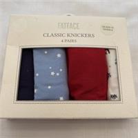 Fat Face Womens 4 Pack Classic Briefs Knickers Pants Size 12 - Winter Design - 12 Regular