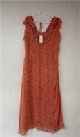 Women's Fat Face Copper And Black Frill Scoop Neck Dress Orange Size 20 - 20 Regular