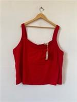 Fat Face Women Cami Size 24 Red Cotton Floral Sleeveless Top Vest Carly Crop - 24 Regular