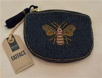 Fat Face Womens Bee Beaded Purse New - Navy