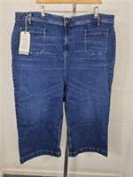 FAT FACE Ladies Jeans Vintage Blue 'Keswick' Wide Leg Ankle Crop Size UK 24S - 24 Regular