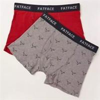 BNWT New 2 Pair Fat Face Cotton Boxers Shorts XS 30" 1 Plain 1 Rudolph Stag Head - XS Regular