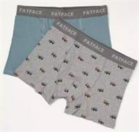 BNWT New 2 Pair Fat Face Cotton Boxers Shorts XS 30" 1 Plain 1 Land Rovers - XS Regular