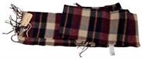FAT FACE Mens Soft Woven Check Striped Beige Navy Burgundy Tasseled Scarf