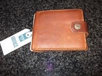 Fat Face Multi Compartment wallet in tan brown nubuck leather bi fold coin purse