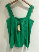 Fat Face Top Size 14 New Green Embroidered Sleeveless Cami Casual Summer Holiday - 14 Regular