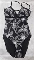 FAT FACE Women's Swim Black White Swim Wear One Piece Palm Tree UK 8 - 8 Regular