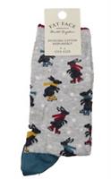 FAT FACE Ladies Sourcing Cotton Responsibly One Size Skating Rabbits Grey Socks