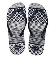FAT FACE Womens Lovely Hope Geo Tile Print Flexi Navy Flip Flops EU 41 UK 8