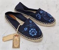 FAT FACE Womens Lovely Floral Embroidered Espadrille Slip On Navy Shoes