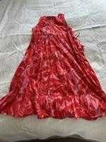 Fat Face Red Pink 100% Cotton Sleeveless Tiered Midi Dress Size 16 GENEROUS Airy - 16 Regular