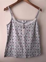 Fat Face Top Size M 8-10 New Grey Dog Print Lace Trim Cami Sleepwear Casual - M Regular