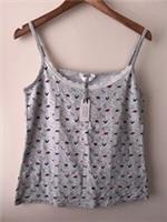 Fat Face Top Size M 8-10 New Grey Dog Print Lace Trim Cami Sleepwear Casual - M Regular