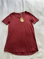 Fat Face Maroon Red BNWT 100% Linen Fine Knit T Shirt Top Size 8 Longline - 8 Regular