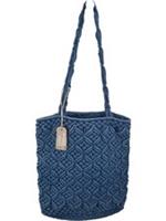 Fatface Denim Blue Macrame Shoulder Bag Woven Design