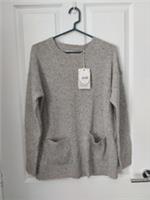 Fat Face 100% Cashmere Grey Speckled Jumper Size 16 NEW - 16 Regular