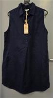 Bnwt Fat Face Size 14 Blue 100% Linen Navy Sleeveless Dress(manor) - 14 Regular