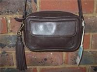 Fat Face 'Vienna Tassel' small brown leather camera cross body shoulder bag