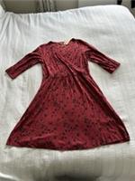 Fat Face Red Black Floral Jersey Dress Size 16 BNWT TINY HOLE Crossover Bust - 16 Regular