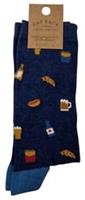 FAT FACE Mens Sourcing Cotton Responsibly UK 6.5-9 Bar Snacks Blue Socks - 6.5-9 Regular