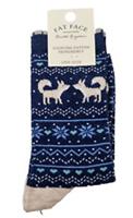 FAT FACE Ladies Sourcing Cotton Responsibly One Size Fox Navy Socks