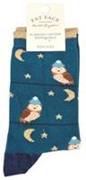 FAT FACE Ladies Sourcing Cotton Responsibly One Size Night Owl Teal Socks