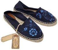FAT FACE Womens Lovely Floral Embroidered Espadrille Slip On Navy Shoes