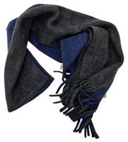 FAT FACE Mens Soft Woven Noah Vertical Half S Charcoal Blue Tasseled Scarf