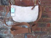 Fat Face Borg Sling shoulder bag faux sheepskin & real tan suede