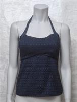 Fatface Women's Lovely Swim Crochet Empire Blue Navy Tankini Top UK 10 - 10 Regular