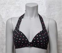 Fatface Women's Lovely Swim Black Spotted Cody Moulded Cups Bikini Top - 16 Regular