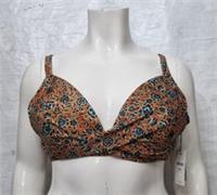 Fatface Women's Lovely Swim Sketched Floral Light Orange Bikini Top UK 22 - 22 Regular