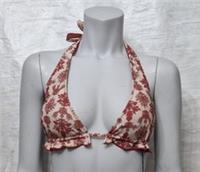 Fatface Women's Lovely Swim Jaipur Floral Hot Orange Reversible Bikini Top UK 10 - 10 Regular