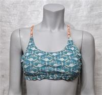 FATFACE Women's Lovely Swim Mcs Ocean Teal Fish Design Bikini Top UK 10 - 10 Regular