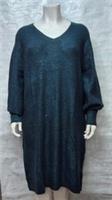 Fatface Womens Lovely Long Sleeve Sparkle Midi Snagging Teal Blue Dress - 22 Regular