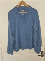 New Fat Face Fatface Womens Long Sleeve Paige Blue Cotton Jersey Shirt SIZE 18 - 18 Regular