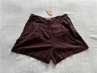 Fat Face BNWT Brown Purple Linen Blend Wide Leg Pleat Front Shorts Size 16 4L - 16 Regular