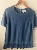 Fat Face Top Size 10 Blue Short Sleeve Lyocell Cotton Modal Casual - 10 Regular