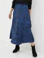 Fatface Blue Black Pat Marble Satin Midi Skirt UK 18 BNWT *Minor Defect* - 18 Regular