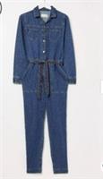 Ladies Denim Boilersuit Fat Face M&S Imogen Size 22L Jumpsuit Belt Blue Rrp&pound;85