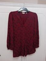 Ladies Top Fat Face M&S Size 10 Jersey LS Top With Pleat - 10 Regular