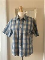 Fat Face Unisex Mens Women short blue white yellow checkered medium shirt New - M Regular