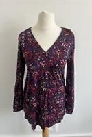 Fat Face Aurelia Abstract Mar Purple Blouse Size 8 Long Sleeve RRP£46 New Ladies - 8 Regular