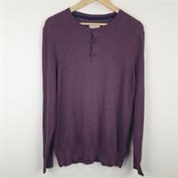 Fat Face Jumper Mens Large Red Grandad Collar Cotton Cashmere Cable Knit - L Regular