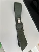 Fat Face Sage Green 100% Suede Wide Buckle Waist Belt Size M Bnwt - M Regular