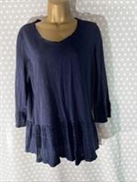 BNWT Women Fat Face Uk 12 Navy Blue 3/4 Sleeve Round Neck Casual Jersey T-shirt - 12 Regular