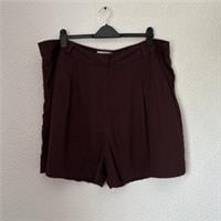 Fat Face Dark Brown Deal A-Line Linen Blend High Rise Shorts Pockets UK 22 - NEW - 22 Plus Size