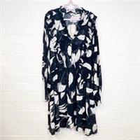 Fat Face Dress Long Sleeve V-neck Black & Cream Ruffle UK Size 18 - 18 Regular