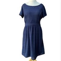 Fatface Womens Navy Blue Cotton Fit & Flare Dress Size Uk 14 - 14 Regular