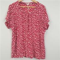 Fat Face Blouse Womens UK 14 Red Floral Lizzie Breeze Boho Summer Casual Top - 14 Regular